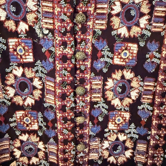 Vanessa Virginia Dress Anthropologie Embroidered Tunic Dress Black Size S - Picture 4 of 10